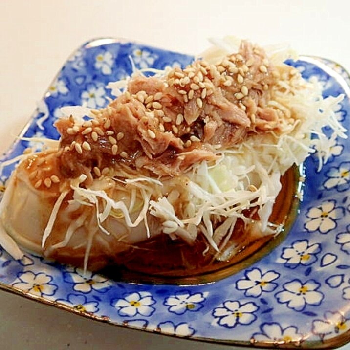 ごまドレ/味ぽんで　キャベツとツナの冷奴